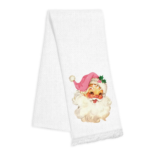 Linen Fringe Vintage Santa Towel