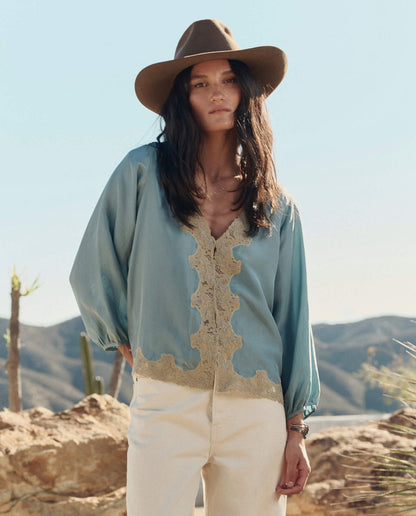 The Great The Long Sleeve Legacy Top in Faded Blue