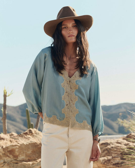 The Great The Long Sleeve Legacy Top in Faded Blue
