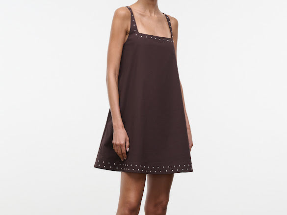 STAUD Brio Studded Mini Dress - Earth