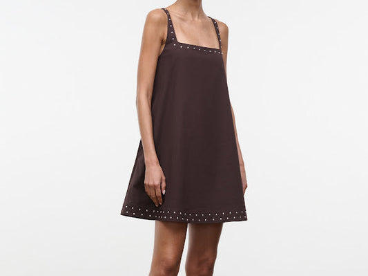 STAUD Brio Studded Mini Dress - Earth
