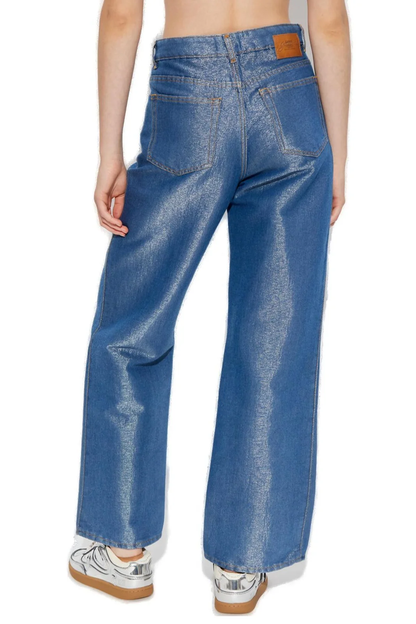 Ganni Shiny Weft Denim in Blue Stone