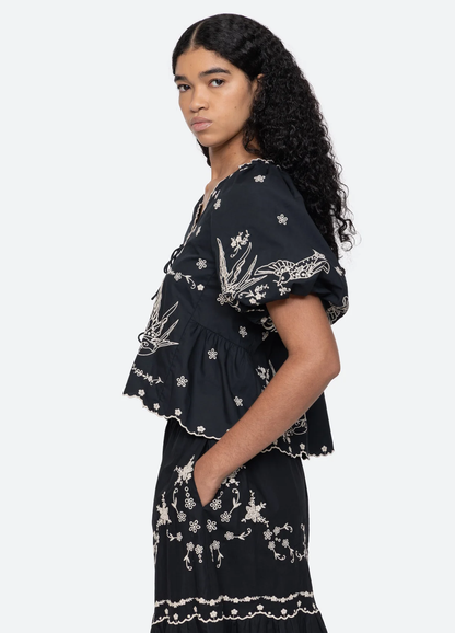 SEA Kingsley Embroidered Tie Top