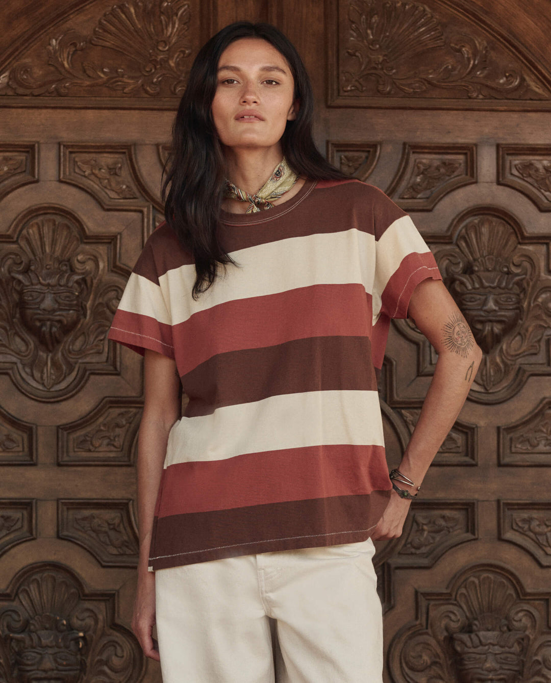 The Great The Boxy Crew in Ashwood Stripe