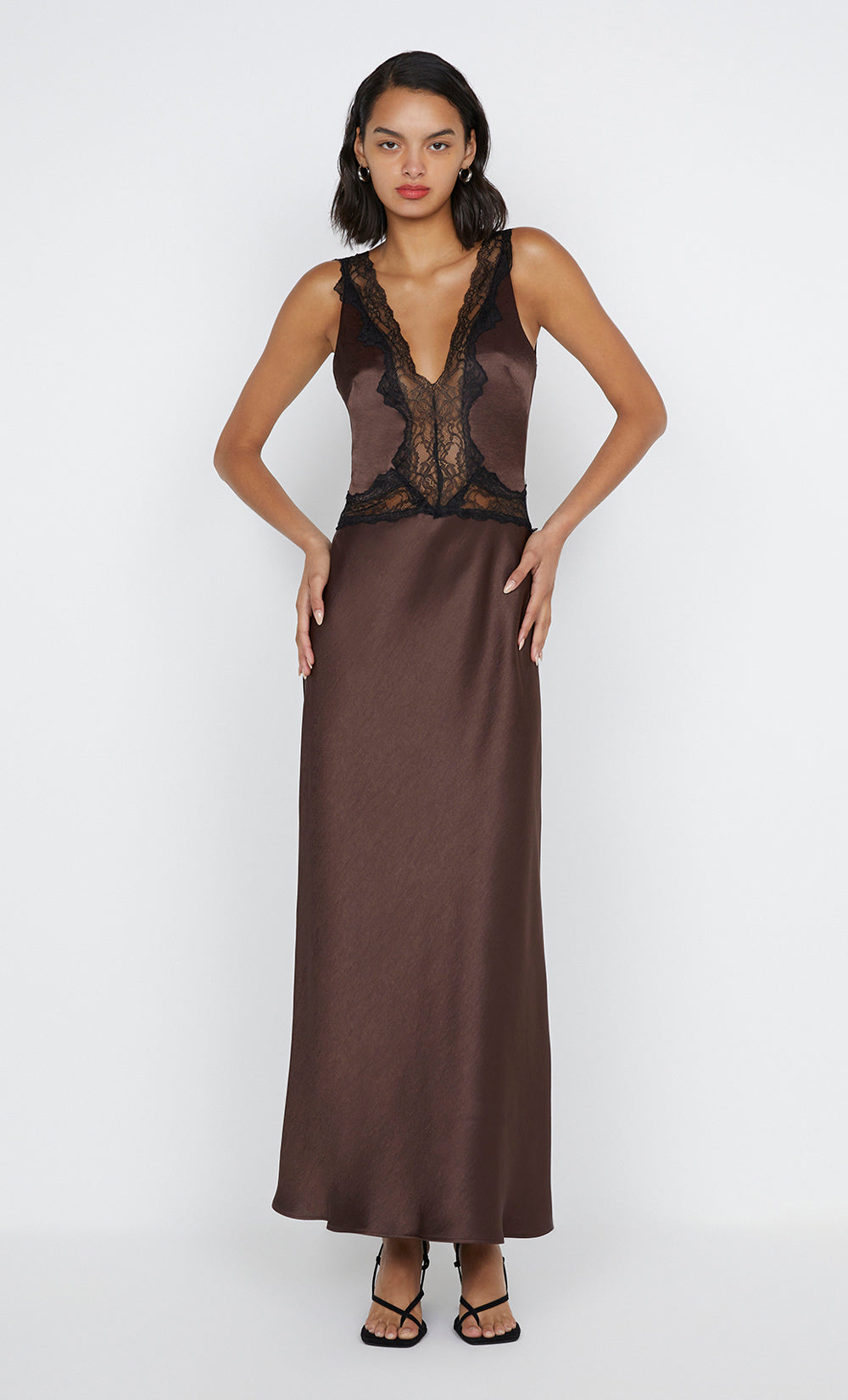 Bec + Bridge Allegra Lace Trim Dress Dark Chocolate