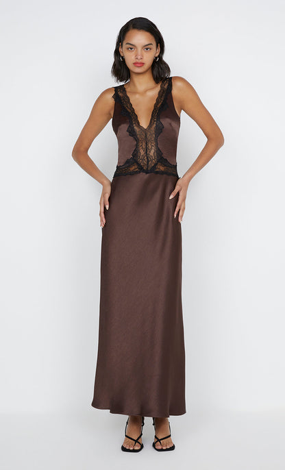 Bec + Bridge Allegra Lace Trim Dress Dark Chocolate