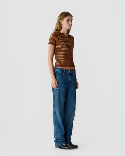 Guest in Residence Shrunken Waffle Polo - Burnt Sienna