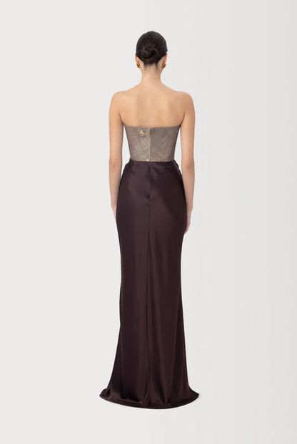 Sau Lee Frances Gown in Brown Multi