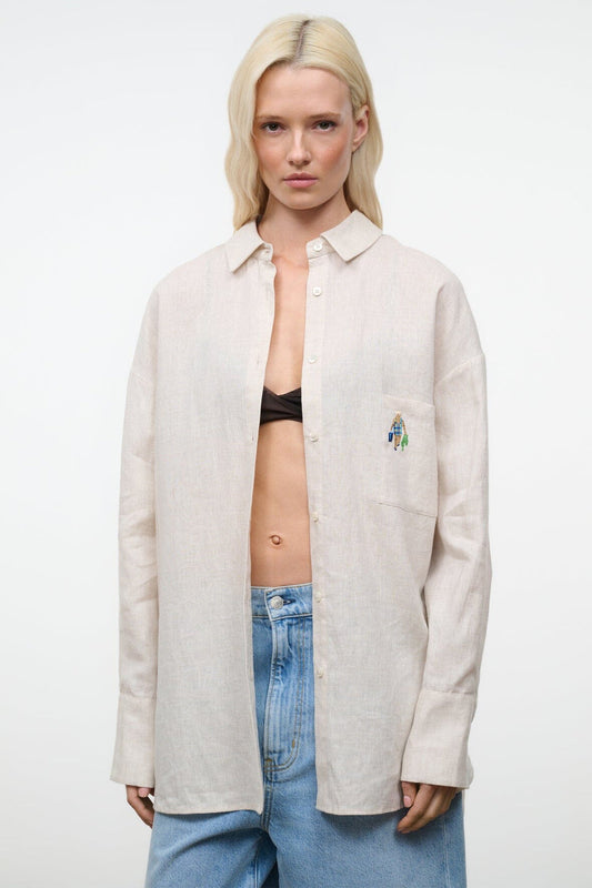 STAUD Sandbar Linen Top - Natural