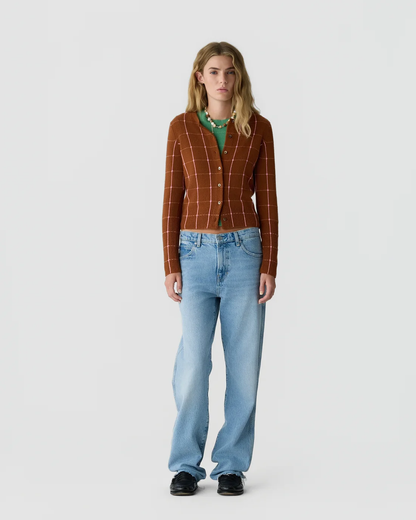 Guest in Residence Jane Checker Cardigan - Burnt Sienna