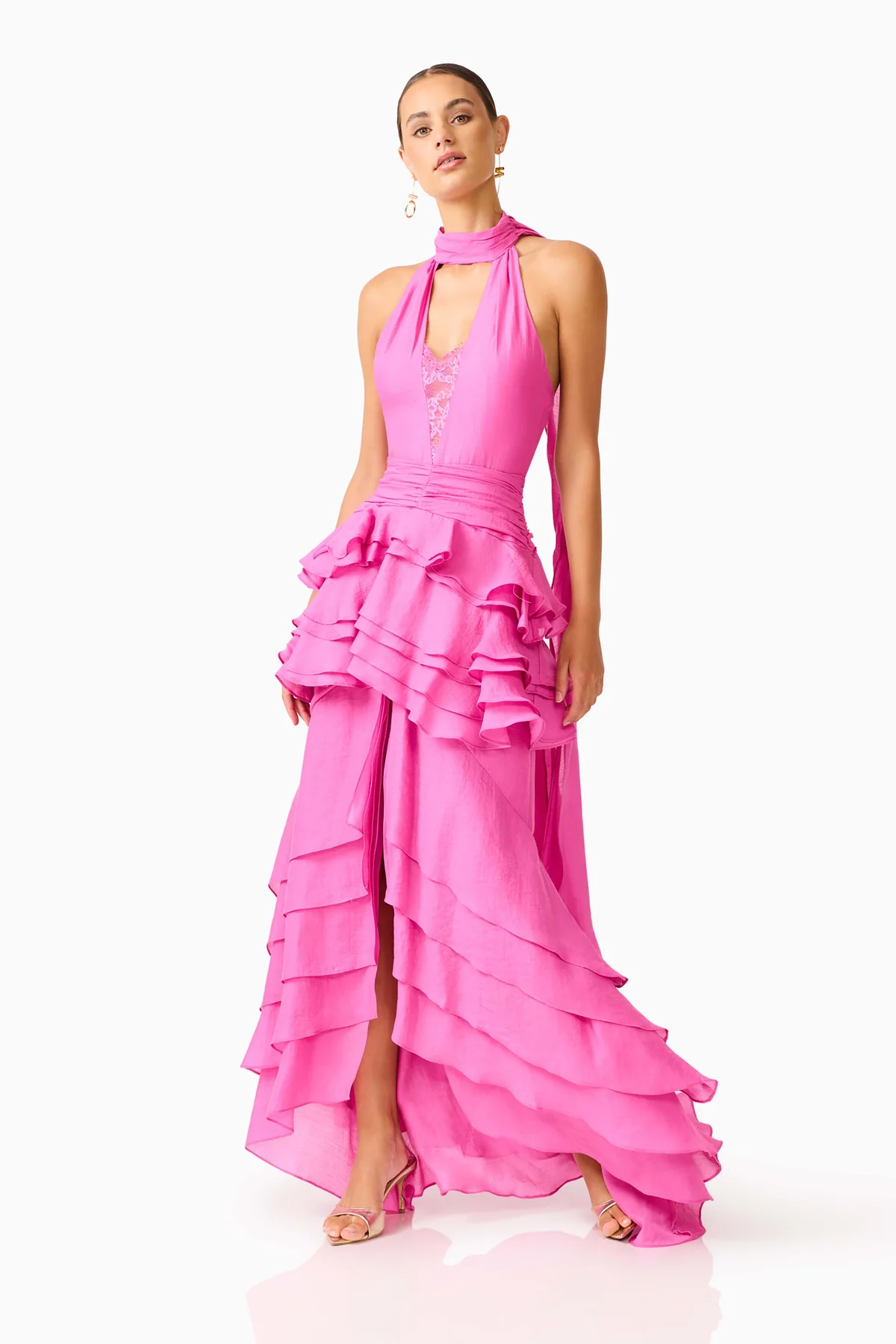Elliatt Rosera Halter Gown in Pink