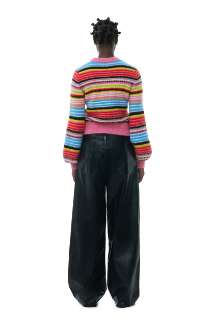 Ganni Striped Soft Wool O-Neck Sweater