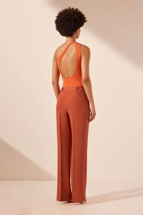 Shona Joy Basic One Shoulder Open Back Top - Tangerine