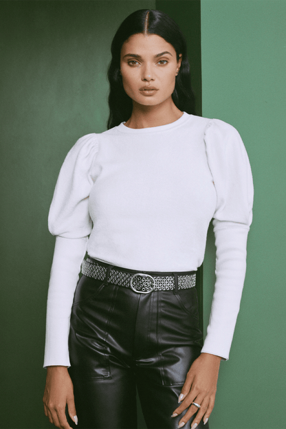 REVERSE FRENCH TERRY PUFF SLEEVE SWEATSHIRT