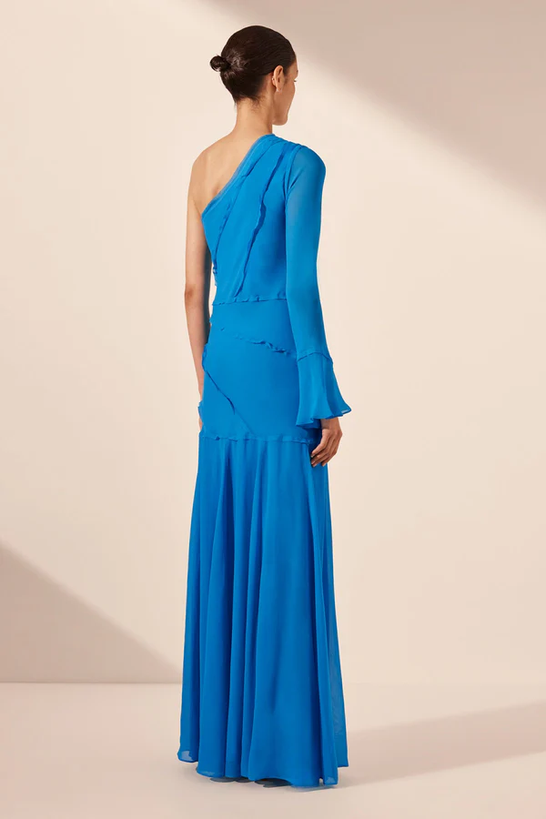 Shona Joy Amina Asymmetrical Maxi Dress - Aqua