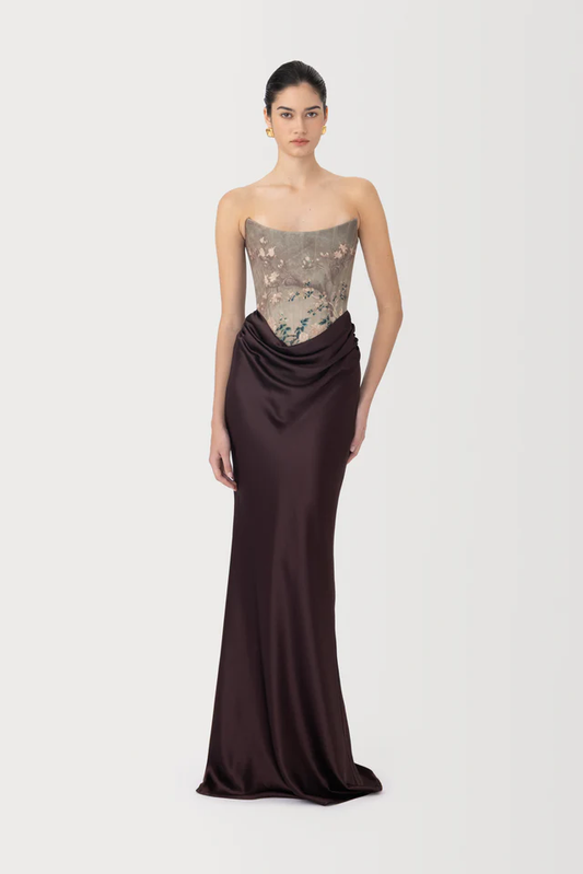 Sau Lee Frances Gown in Brown Multi