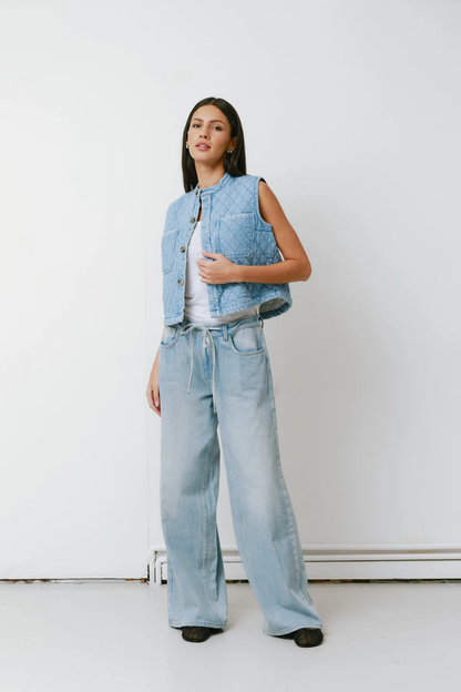 Seventy + Mochi Quilted Pablo Vest in Summer Sky