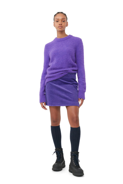 Ganni Purple Brushed Alpaca O-Neck