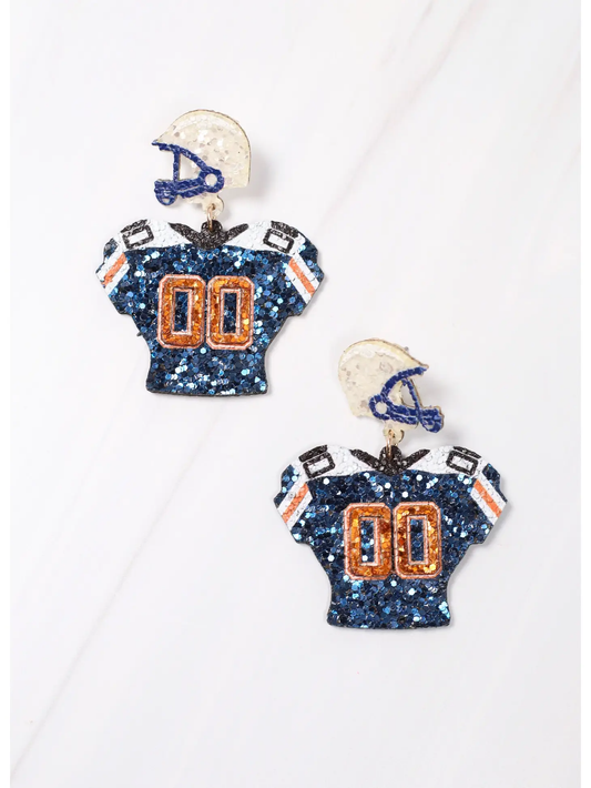 Gear Up Jersey Earring Navy Orange