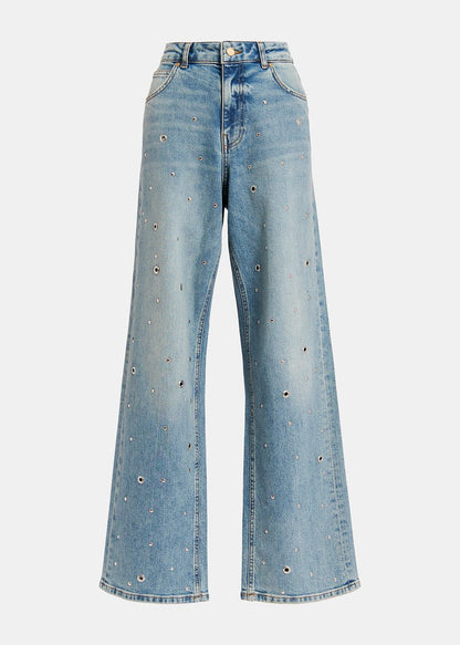 ESEENTIEL BY ANTWERP BLUE EYELET ENVEKKUSGED JEANS