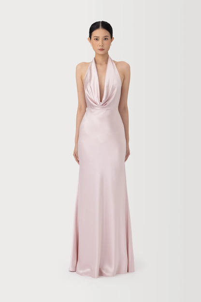 Sau Lee Pearl Satin Gown - Pink Cloud