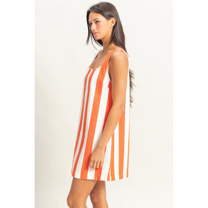 Striped Square Neck Woven Mini Dress