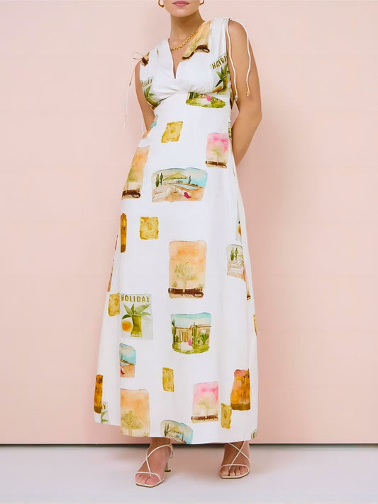On Holiday V-Neck Printed Dress