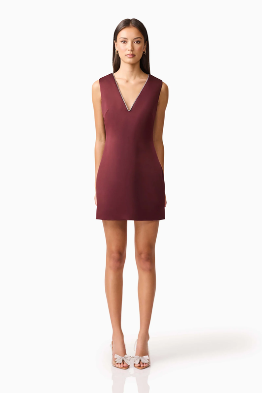 Elliatt Livia Shift Mini Dress in Burgundy