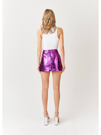 Milena Faux Leather Metallic Mini Skirt