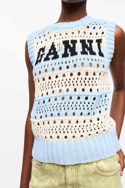 GANNI LIGHT BLUE STRIPED VEST