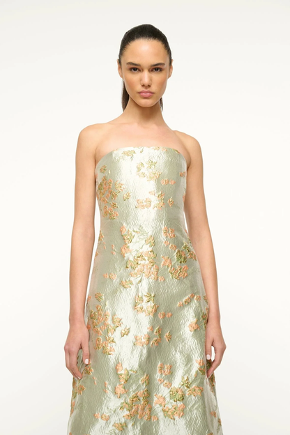 staud kennedy metallic brocade midi dress STAUD Kennedy Metallic Midi Dress