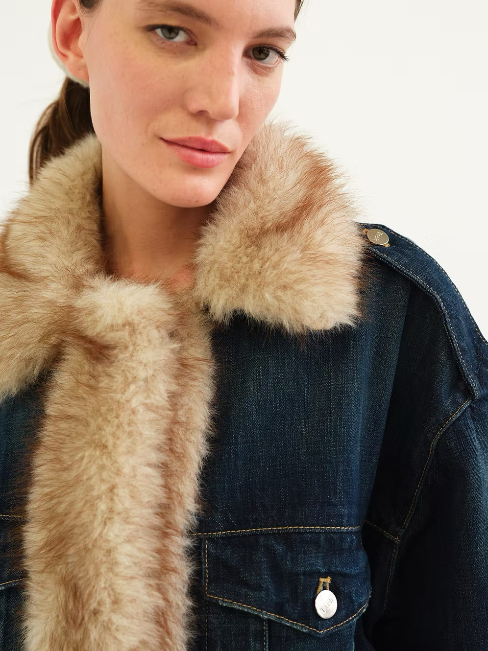 Tach Siracusa Faux Fur Trimmed Denim Jacket