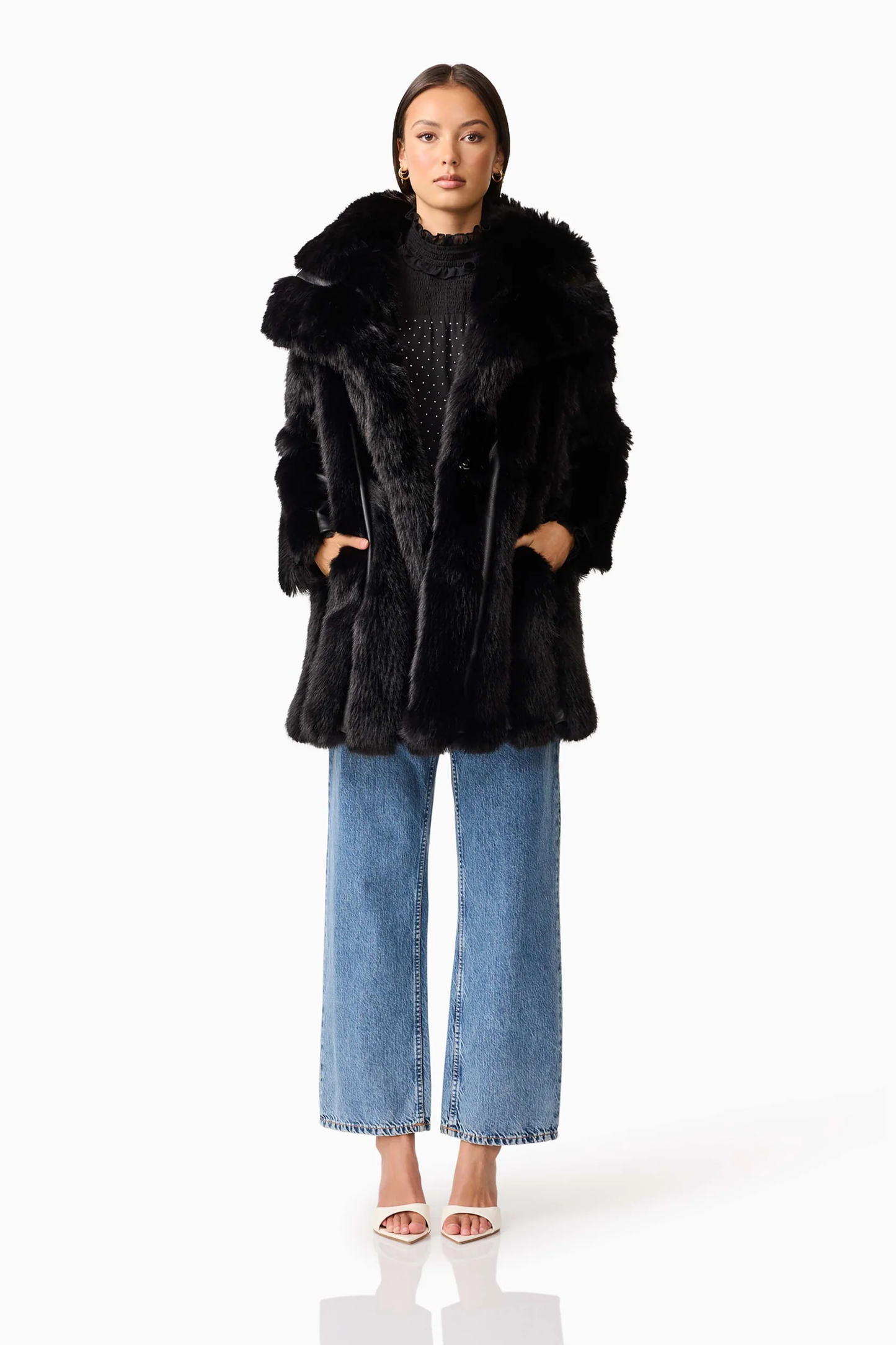 Elliatt Lux Faux Fur Jacket in Black
