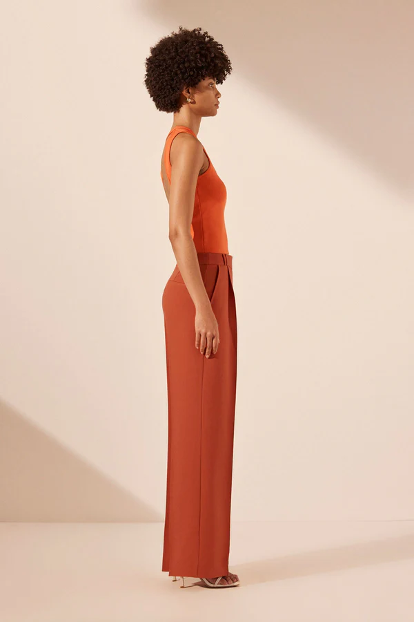 Shona Joy Basic One Shoulder Open Back Top - Tangerine