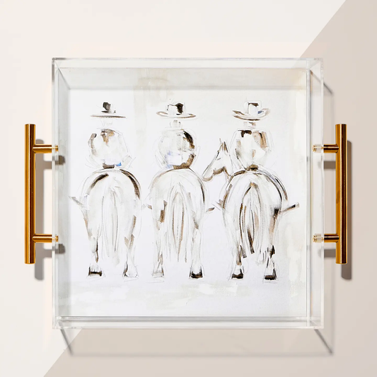 Three Amigos Acrylic Tray with Gold Handles