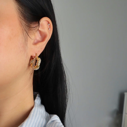 Nolita Hoops | Pearl Gold Twisted Hoops
