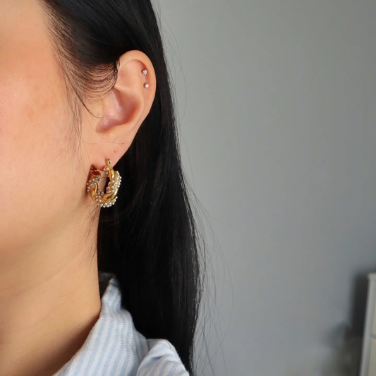 Nolita Hoops | Pearl Gold Twisted Hoops
