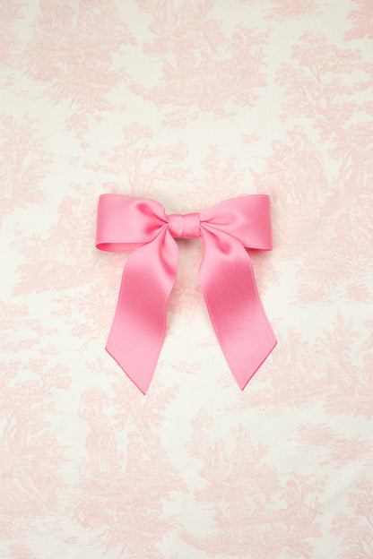 Delora Satin Bow Barrette - PLAZA PINK