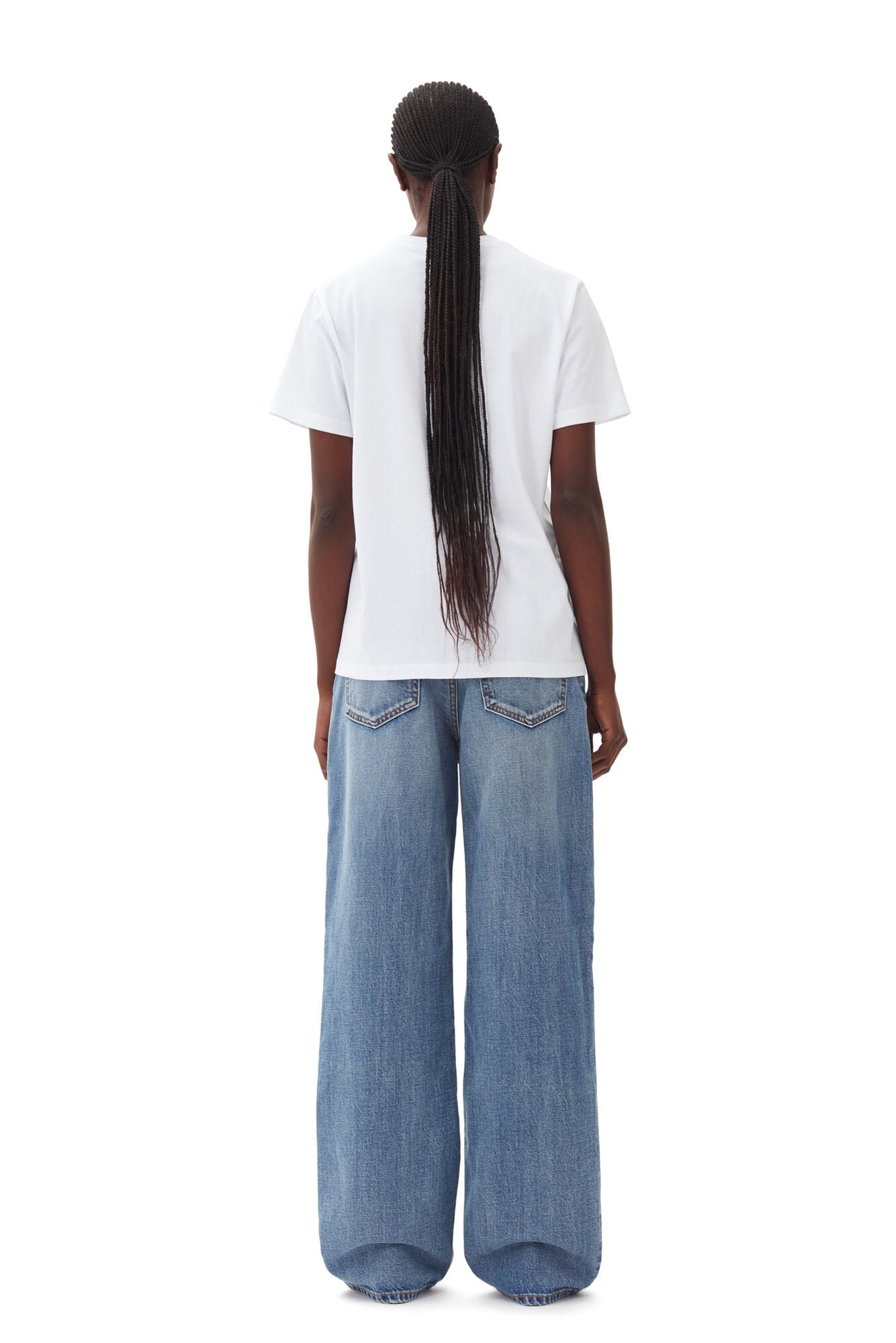 Ganni WHITE BASIC JERSEY CHERRY RELAXED T-SHIRT