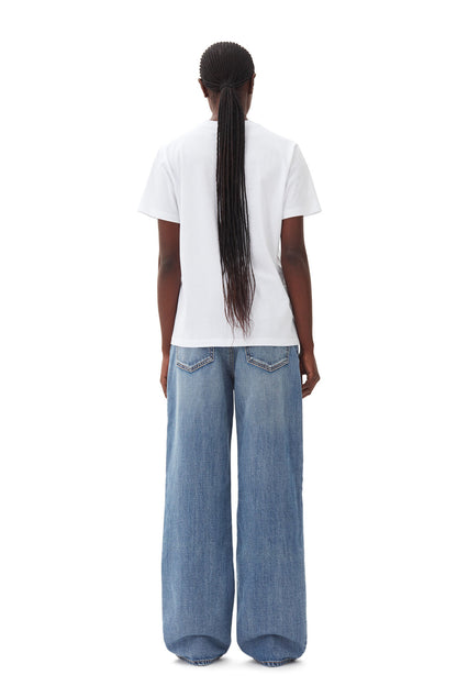 Ganni WHITE BASIC JERSEY CHERRY RELAXED T-SHIRT