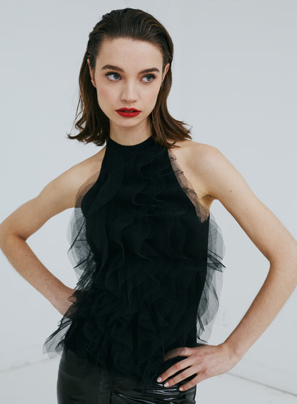 Autumn Cashmere Halter w/ Cascading Tulle