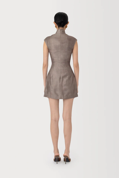 Sau Lee Devon Mini Dress in Desert Taupe