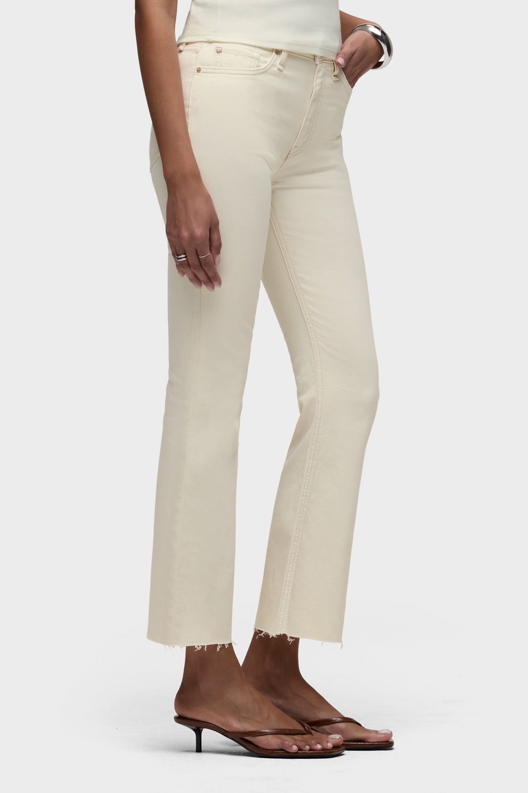 HUDSON Barbara High Rise Bootcut Crop Jeans - Ecru