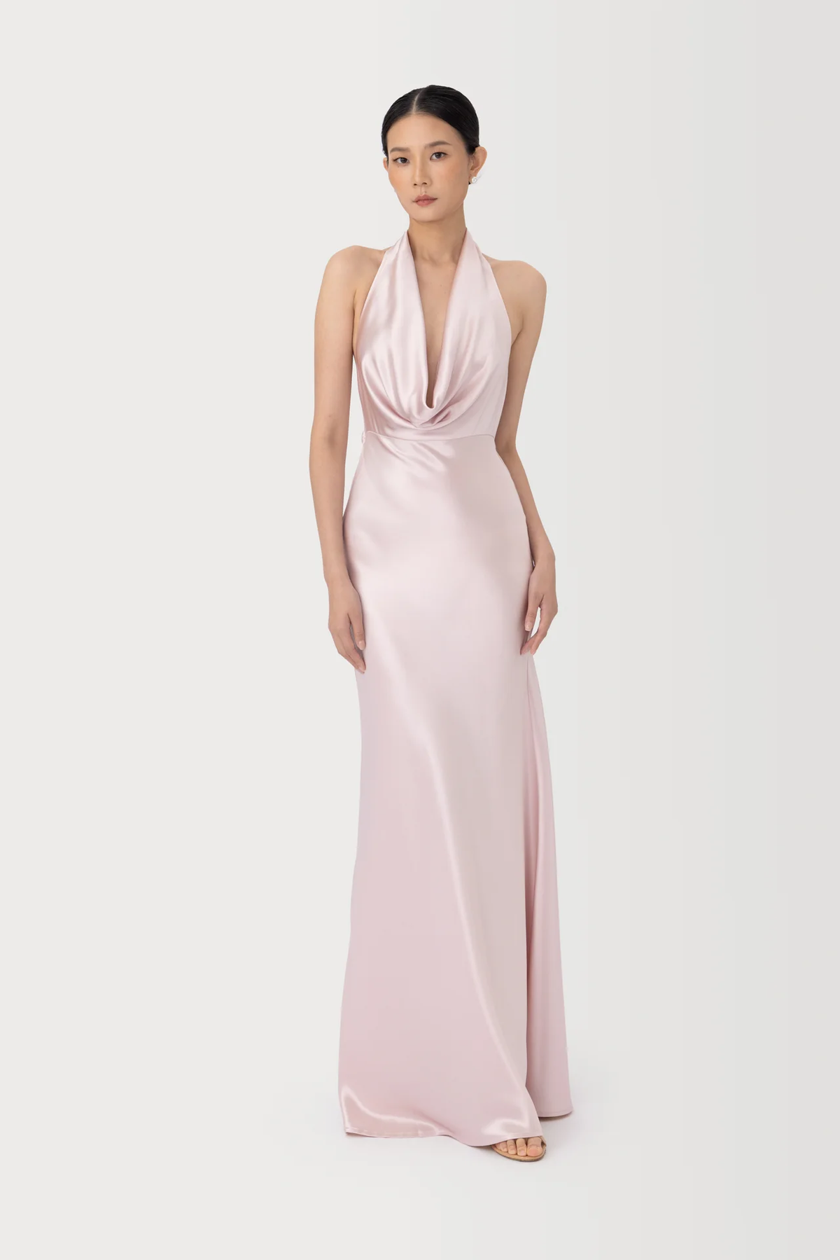 Sau Lee Pearl Satin Gown - Pink Cloud
