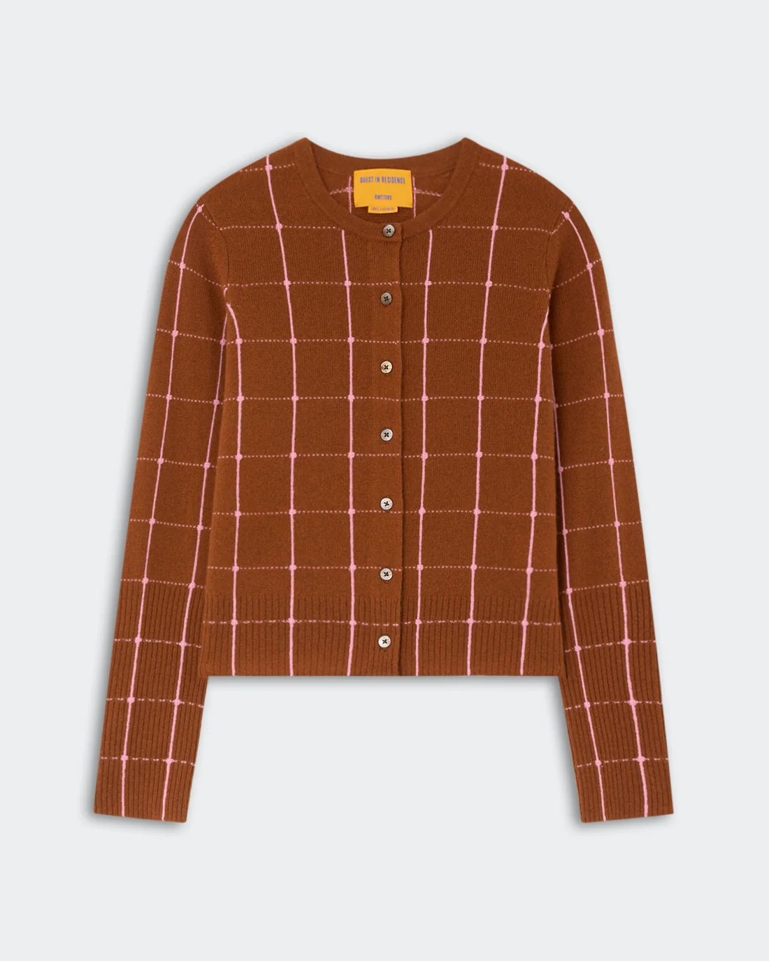 Guest in Residence Jane Checker Cardigan - Burnt Sienna