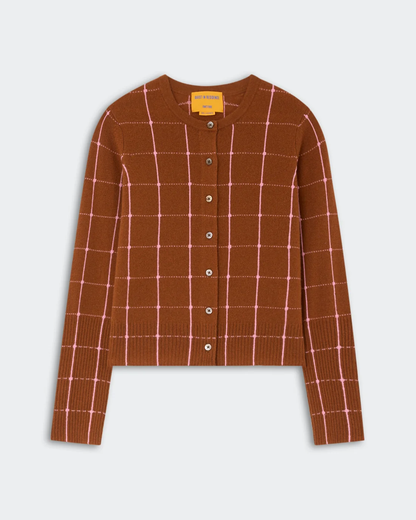 Guest in Residence Jane Checker Cardigan - Burnt Sienna