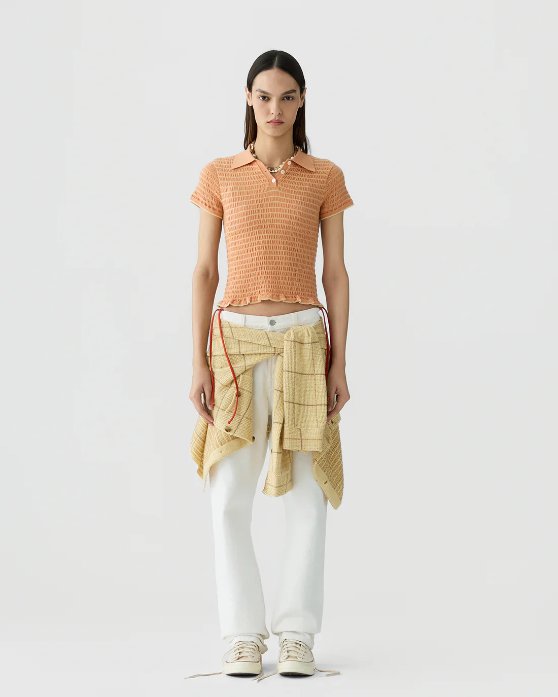 Guest in Residence Smocked Shrunken Polo - Nectar/Butter