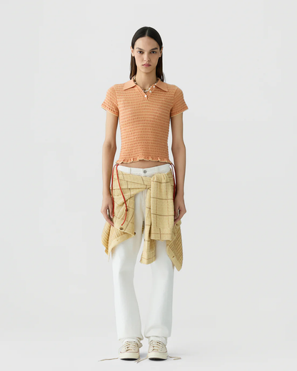 Guest in Residence Smocked Shrunken Polo - Nectar/Butter