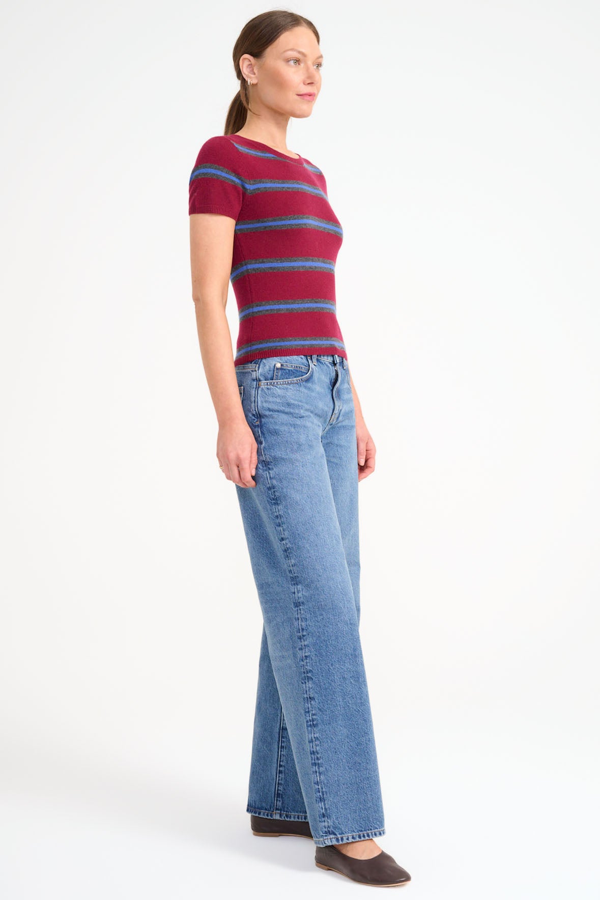 Staud EASY CASHMERE TEE - Crimson