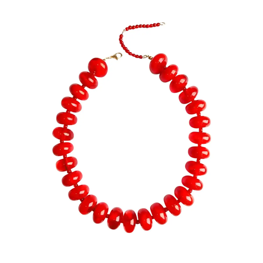 Bailey Chunky Beaded Necklace- Red